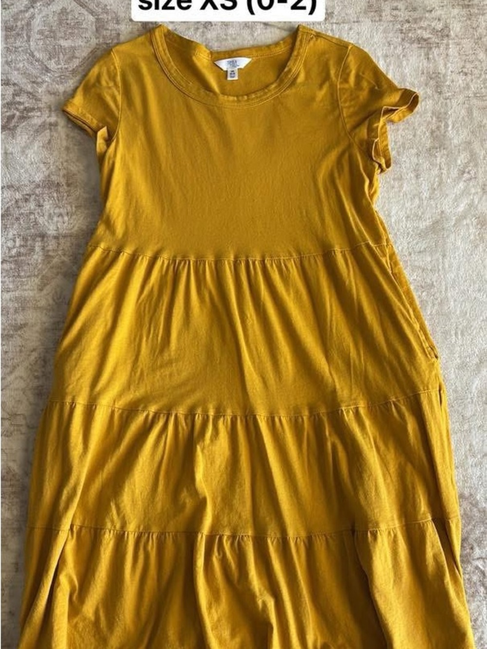 Mustard Yellow Tiered Short Sleeve Dress